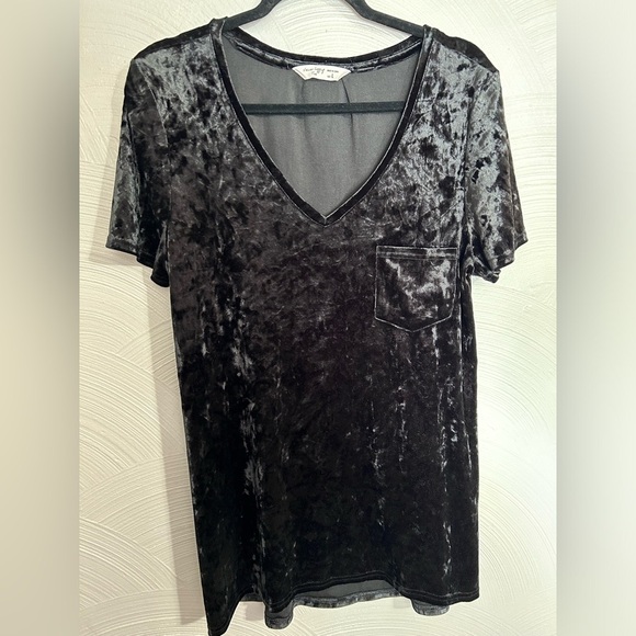 Spring + Mercer Womens Velvet Legging Tee Black Short Sleeve Top L LagenLook - Picture 1 of 5